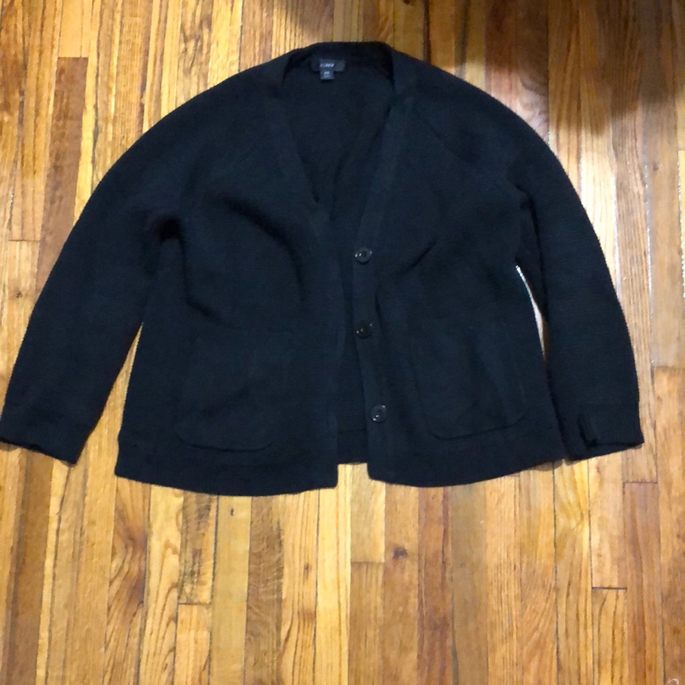 Jcrew waffle knit button down black cardigan